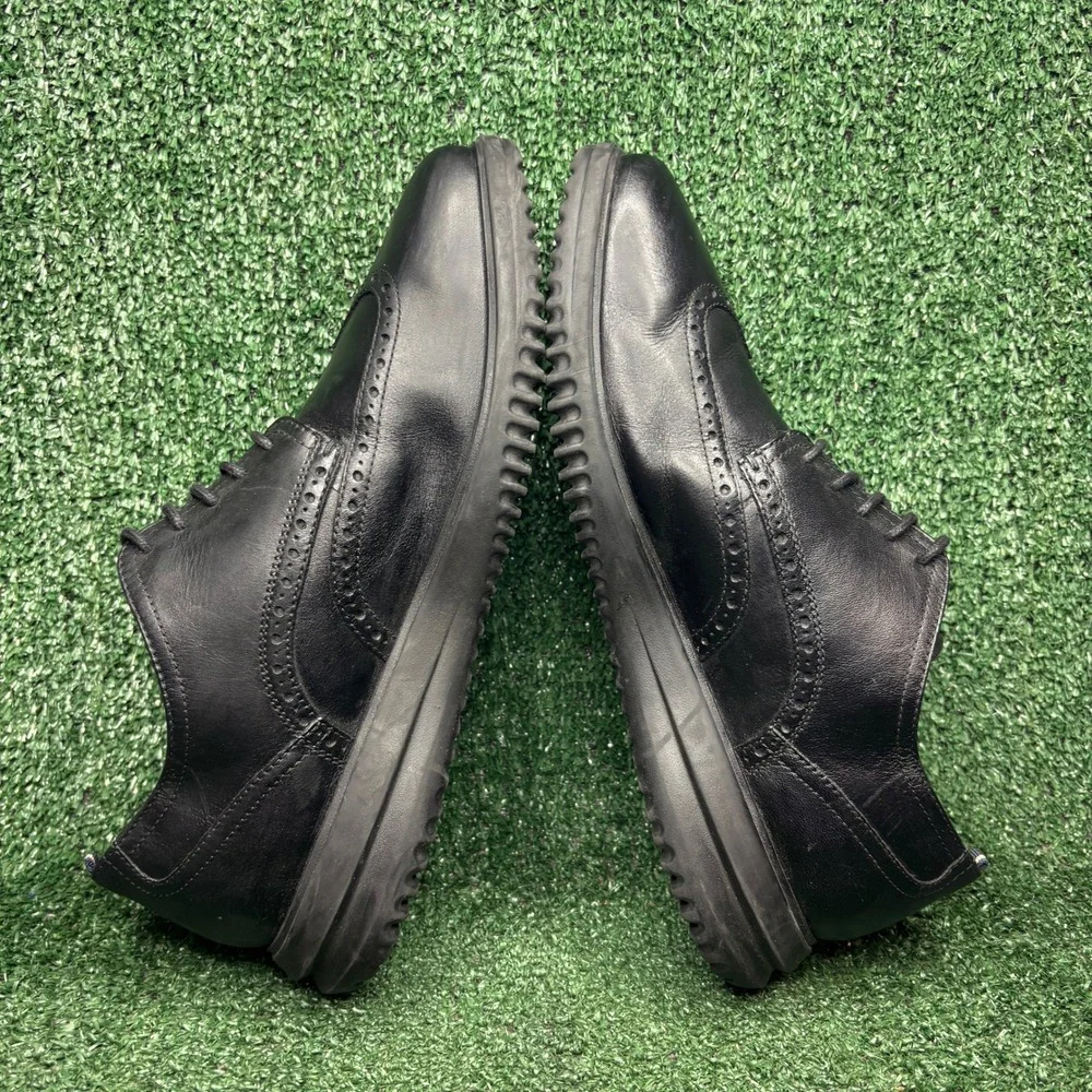 Cole Haan Grand+ Wingtip Brogue Leather Oxford Shoes Black Mens Size 10.5 Wide